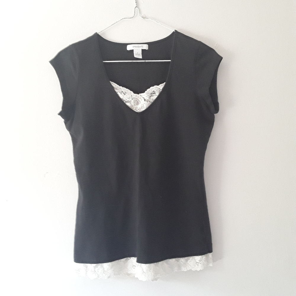 Black Lace Lined Top Y2K